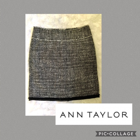 Ann Taylor Tweed Italian Black Career Skirt 8P - Picture 1 of 6